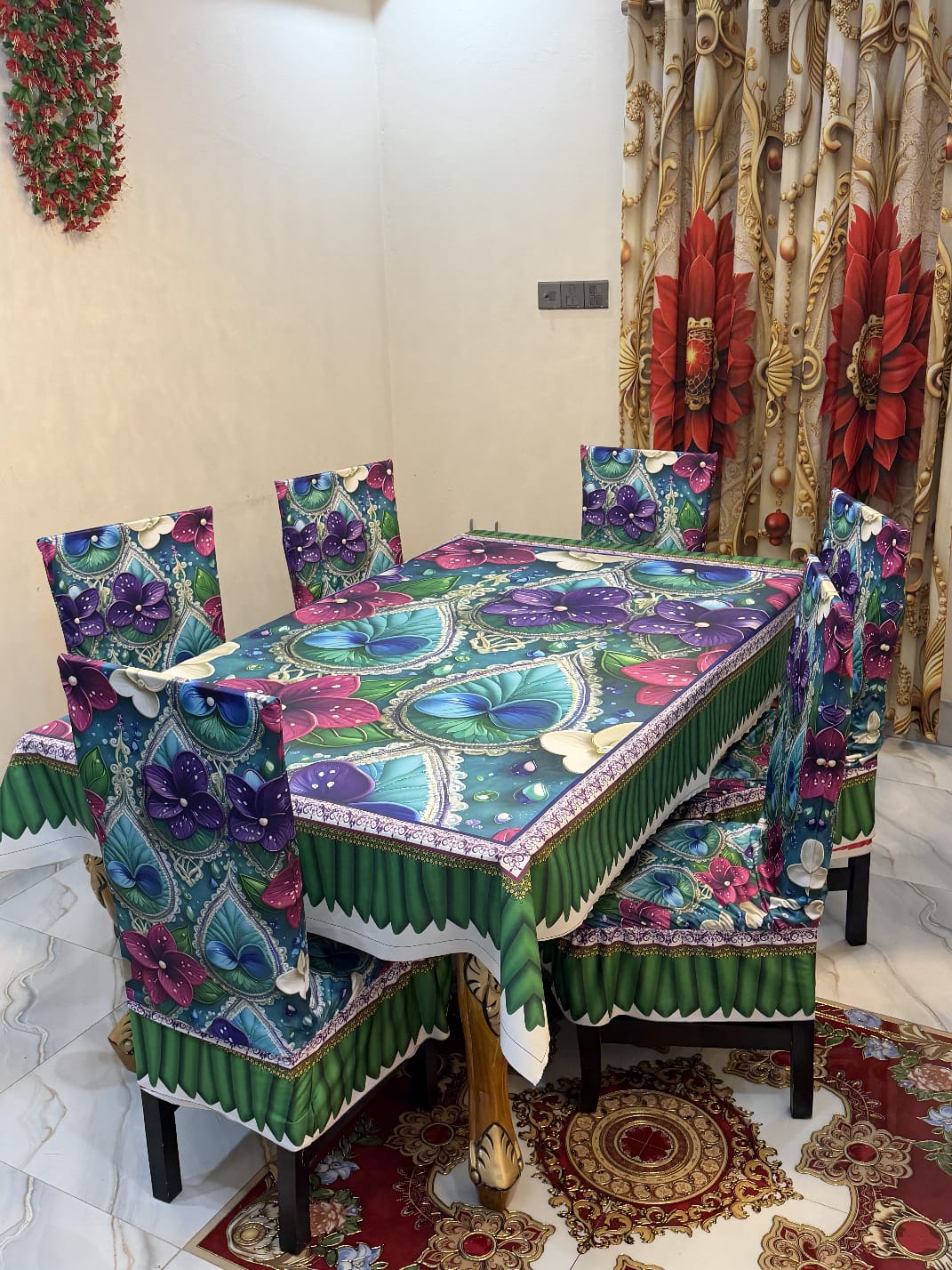 3D Waterproof Premium Dining Table Set ( কুচি চেয়ার কভার ) Code: D83